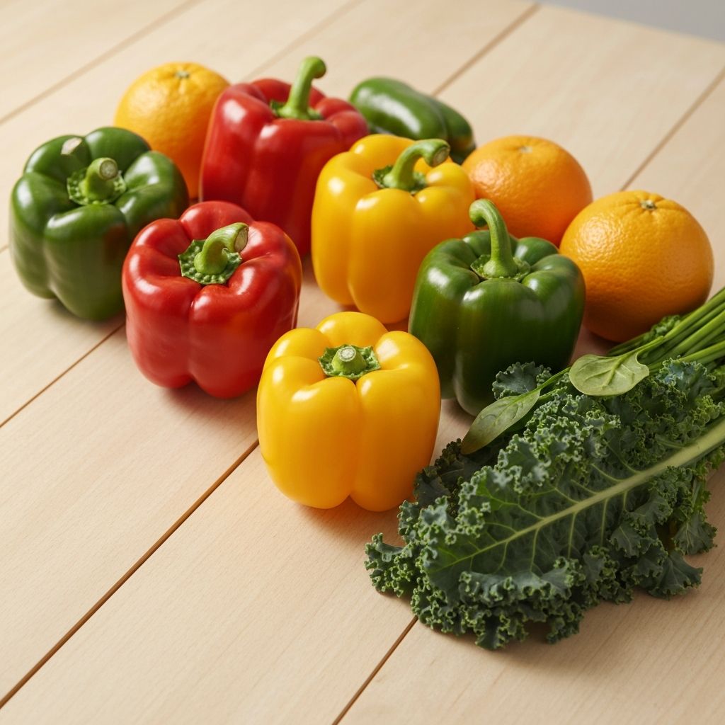 Colorful vegetables and fruits rich in vitamins